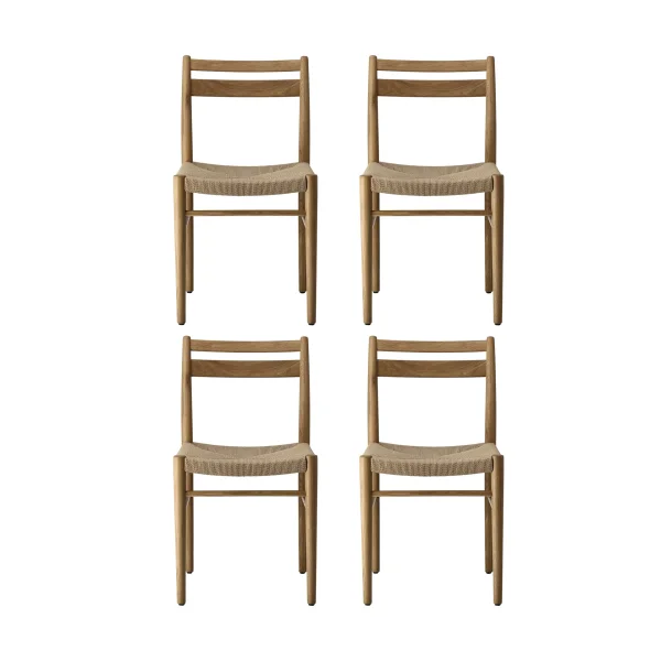 1898 Fridhem dining chair, Lacquered oak-natural weave, 4-pack