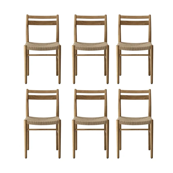 1898 Fridhem dining chair, Lacquered oak-natural weave, 6-pack