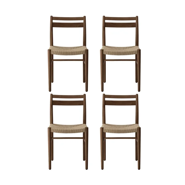 1898 Smoked lacquered oak-natural woven, 4-pack