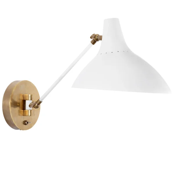 AERIN | Charlton Wall Light | White and Hand Rubbed Antique Brass