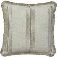 Atrani Stripe Taupe, Sustainable Feather, Cushion - Andrew Martin Sophie Paterson With Trim/Fringe & Linen Blend
