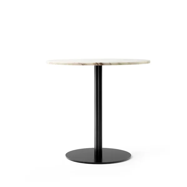 Audo Copenhagen Harbour Column dining table Marble off white, black stand Ø80 cm