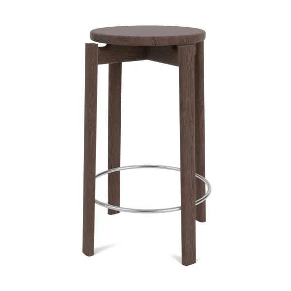 Audo Copenhagen Passage bar stool Dark stained oak-stainless steel, 65 cm