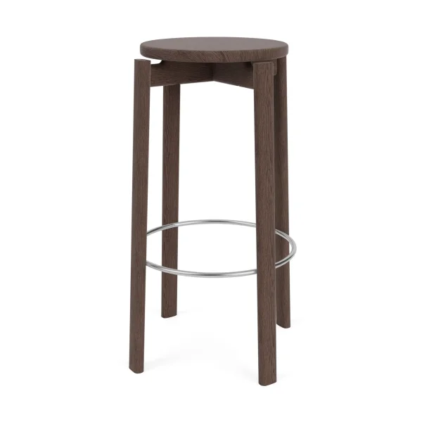 Audo Copenhagen Passage bar stool Dark stained oak-stainless steel, 75 cm