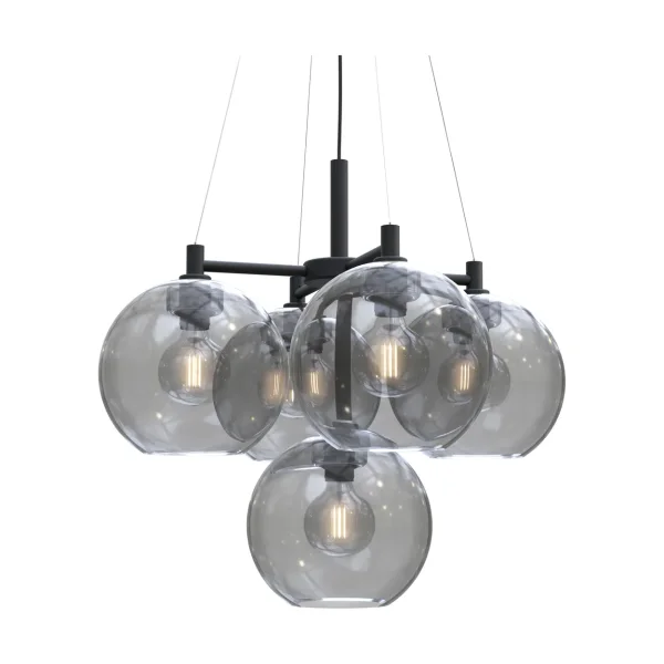 Belid Gloria chandelier Ø67 cm Black-smoked glass