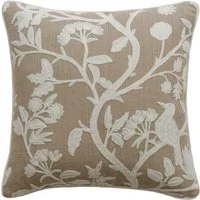Birdsong Ivory, Sustainable Feather, Cushion - Andrew Martin Linen Blend Embroidered & Floral
