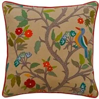 Birdsong Multi, Sustainable Feather, Cushion - Andrew Martin Linen Blend Embroidered & Floral