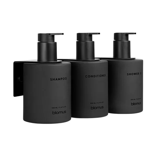 blomus Kirei glass bottles incl. wall holder, 3-pack Smoke, screw-mounted