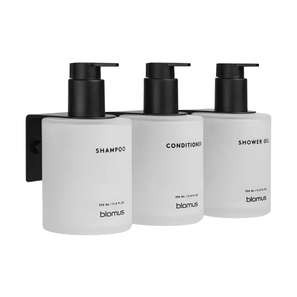 blomus Kirei glass bottles incl. wall holder, 3-pack White, screw-mounted