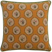 Bobbin Sunshine, Sustainable Feather, Cushion - Andrew Martin Kit Kemp Linen Blend & Viscose Blend & Wool Blend Embroidered & Floral & Weave