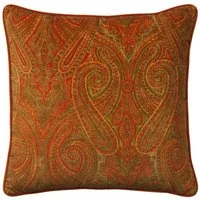 Bonfire Autumn, Sustainable Feather, Cushion, 55cm x 55cm - Andrew Martin Velvet Floral & Paisley