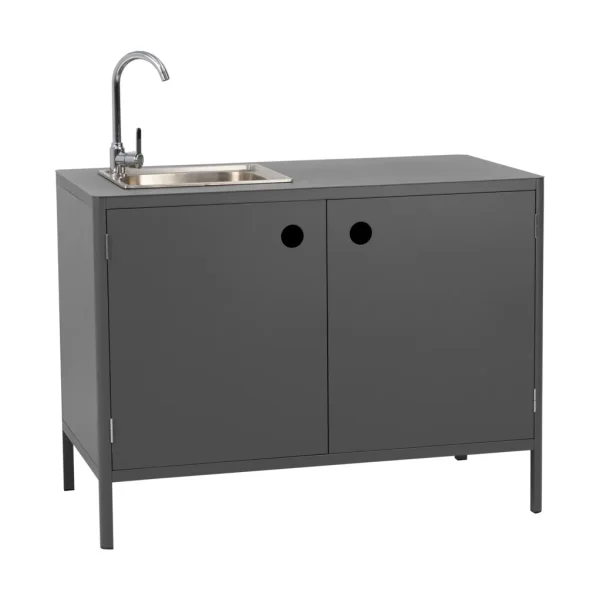 Brafab Kelia outdoor kitchen base cabinet with sink Anthracite, 121x90x64 cm