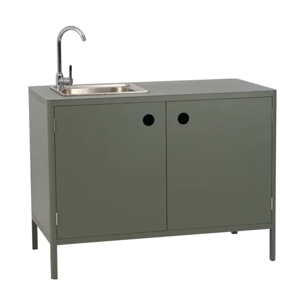 Brafab Kelia outdoor kitchen base cabinet with sink Nordic green, 121x90x64