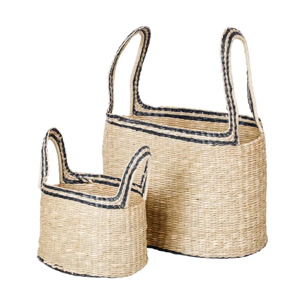 Broste Copenhagen Lykke basket 2 pieces Natural black
