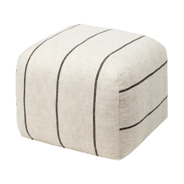 Broste Copenhagen Sigrid pouf Light beige-black, 50x50 cm