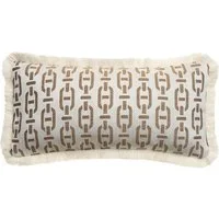 Burlington Tan Small Rectangle, Sustainable Feather, Cushion - Andrew Martin Sophie Paterson With Trim/Fringe & Cotton Blend & Linen Blend Geometric