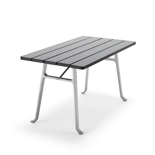 Byarums bruk Seriff table Mahogany black glaze, raw aluminum stand