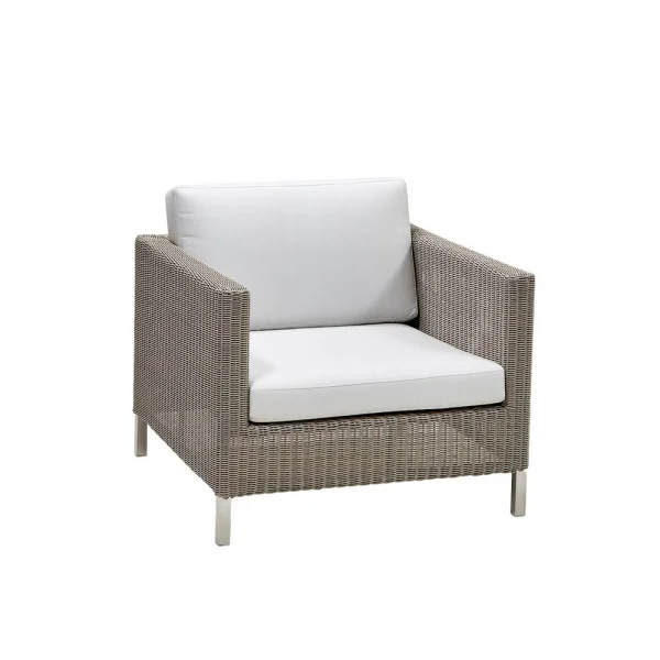 Cane-line Connect armchair weave Taupe, cushion set Cane-Line Natté white