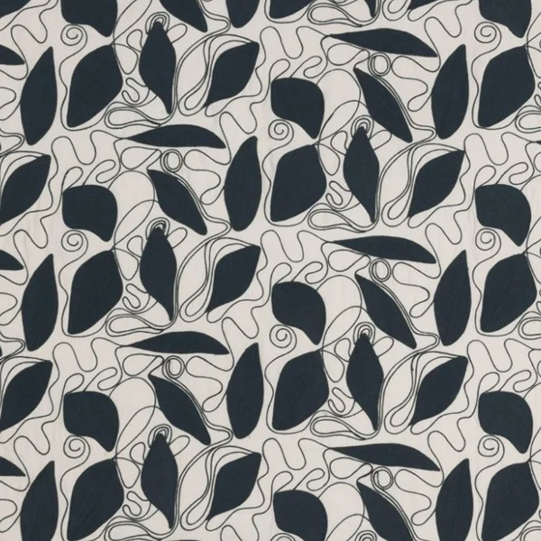 Christopher Farr Cloth | Foliage Indoor Embroidered | Navy