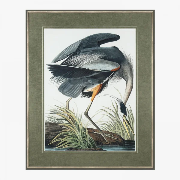 Classic Blue Heron Framed Wall Art