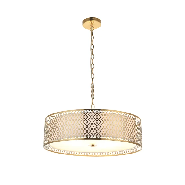 Colby Frosted Glass Three Light Pendant in Gold