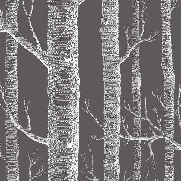 Cole & Son | Woods | White on Charcoal
