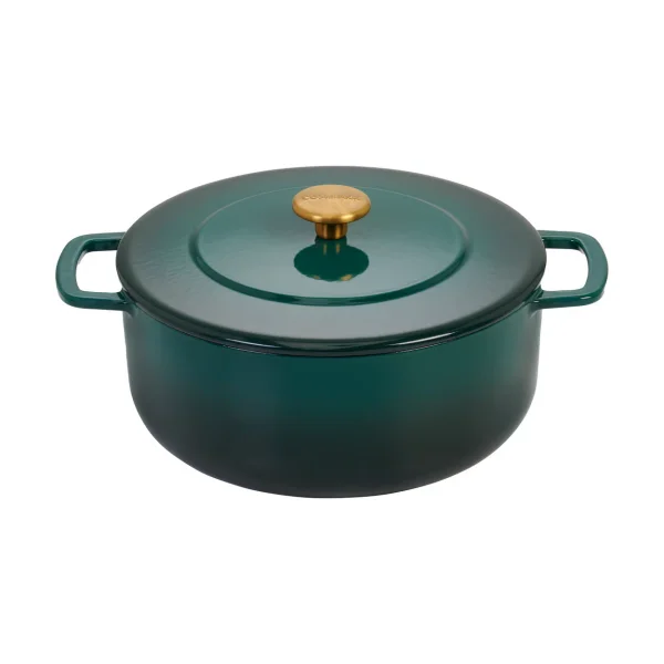 Combekk Combekk Enameled cast iron casserole Ø24 cm Holly Green-gold knob