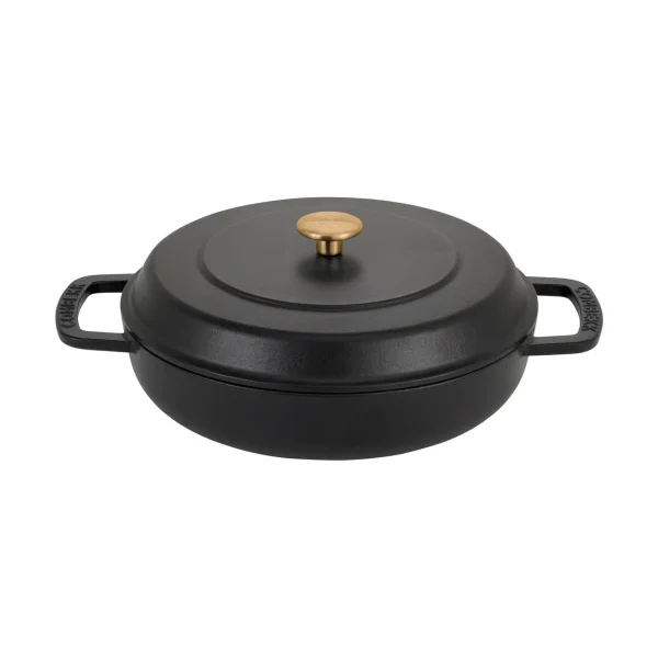 Combekk Combekk Enameled cast iron sauté pan Ø28 cm Black-gold knob