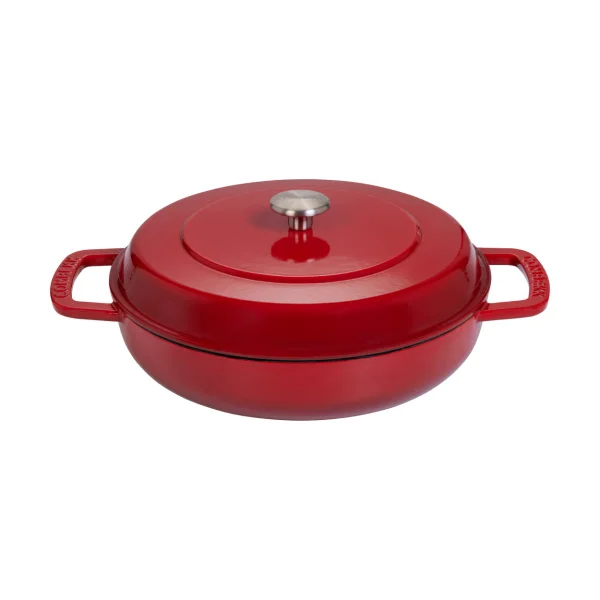 Combekk Combekk Enameled cast iron sauté pan Ø28 cm Cherry-silver knob