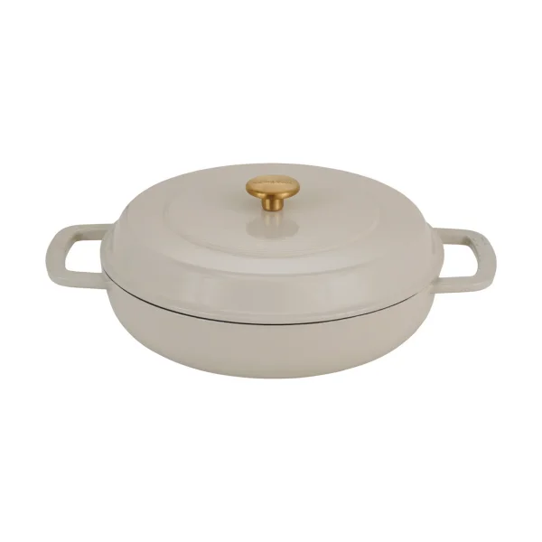 Combekk Combekk Enameled cast iron sauté pan Ø28 cm Sand-gold knob