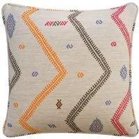 Diego Sand, Sustainable Feather, Cushion - Andrew Martin Kit Kemp Linen & Linen Blend Embroidered & Geometric