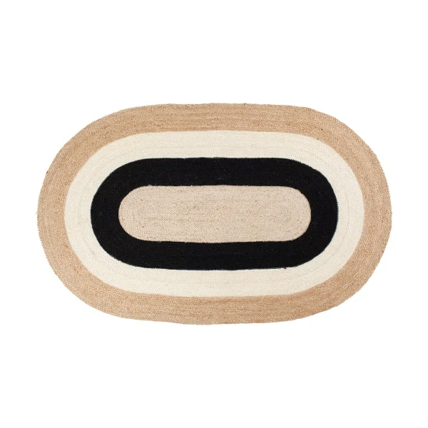 Dixie Elin striped oval jute rug 92x150 cm Black