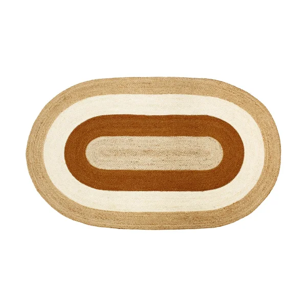 Dixie Elin striped oval jute rug 92x150 cm Brick