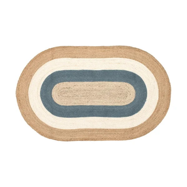 Dixie Elin striped oval jute rug 92x150 cm Horizon blue, oval, 92x150 cm