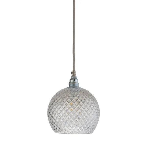 EBB & FLOW Rowan ceiling lamp Chrystal Ø 15.5 cm small + silver-coloured cord