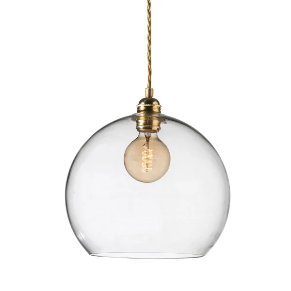 EBB & FLOW Rowan pendant lamp L, Ø 28 cm clear, gold cord