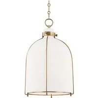 Eldridge Bell Pendant Light, Brass/White - Andrew Martin