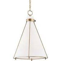 Eldridge Cone Pendant Light, Brass/White - Andrew Martin