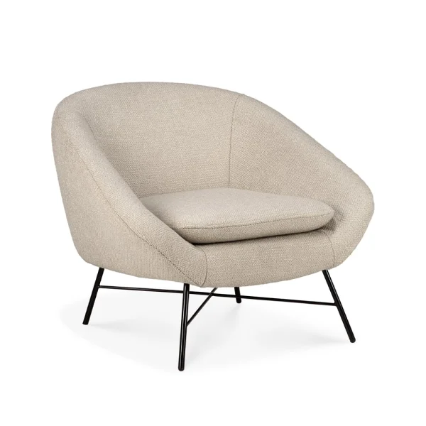 Ethnicraft Barrow lounge armchair Off white-Black metal