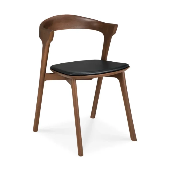 Ethnicraft Beech dining chair Brown teak-black leather