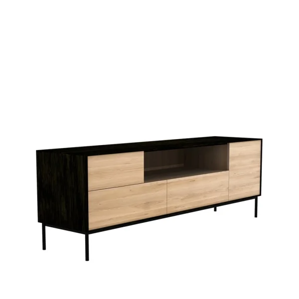 Ethnicraft Blackbird media unit Black oak-Black metal legs