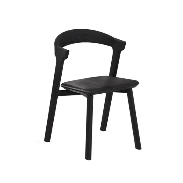 Ethnicraft Bok chair with leather seat Black stained oak-black leather