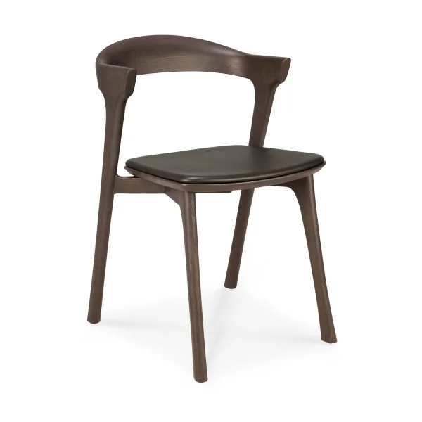 Ethnicraft Bok chair with leather seat Brown-stained oak-brown leather