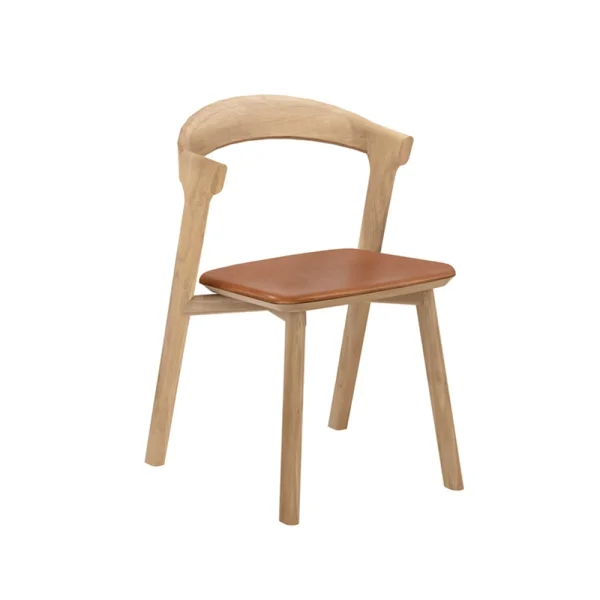 Ethnicraft Bok chair with leather seat Oak-cognac leather