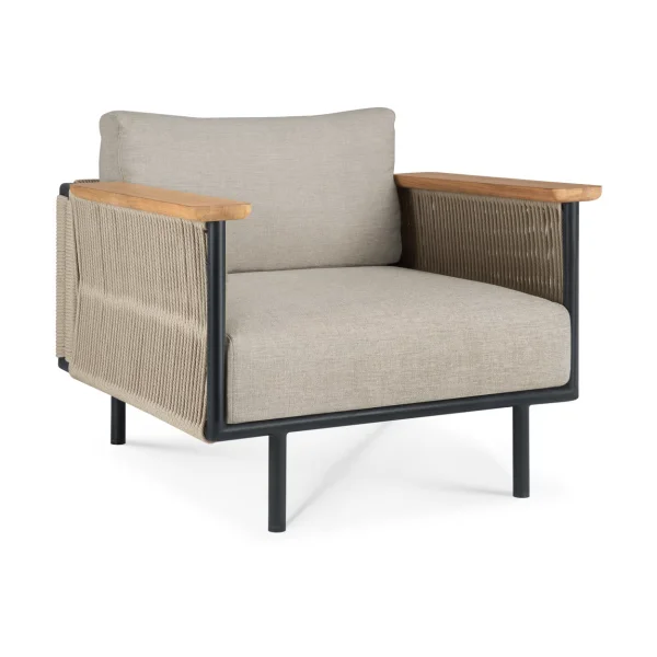 Ethnicraft Corbey Outdoor lounge chair with cushion Aluminium black-Oyster