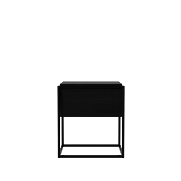 Ethnicraft Monolit bedside table Black oak 1 drawer-Black metal