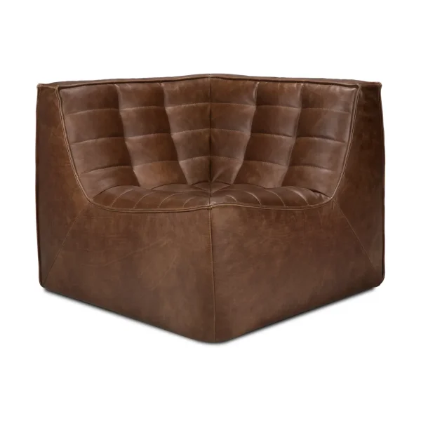 Ethnicraft N701 corner module rounded 45° Leather Chestnut