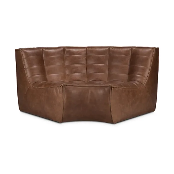 Ethnicraft N701 corner module rounded 90° Leather Chestnut