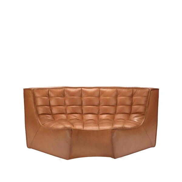 Ethnicraft N701 corner module rounded 90° Leather old saddle