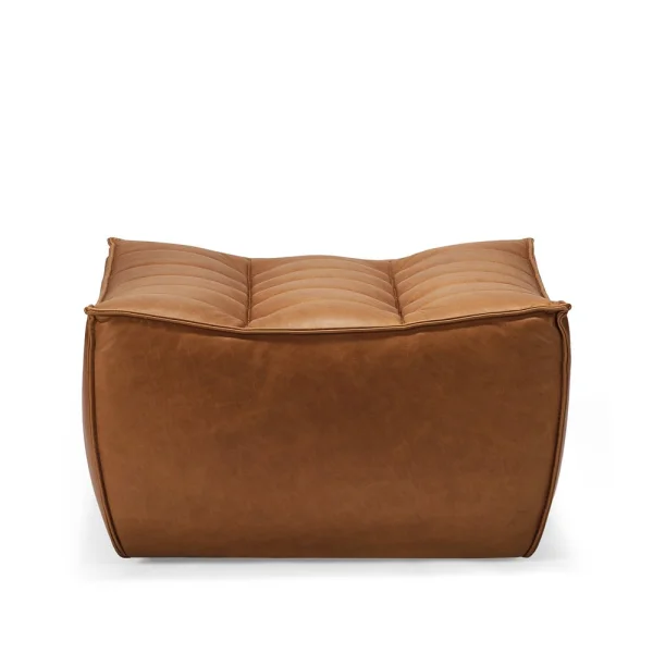 Ethnicraft N701 footstool 70x70 cm Aniline leather brown